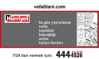 08 Mart 2025 Hürriyet Vefat İlanları