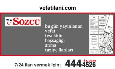 08 Mart 2025 Sözcü Vefat İlanları