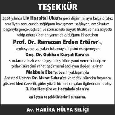 Gazete Doktor (Hastane) Teşekkür İlanı Verme